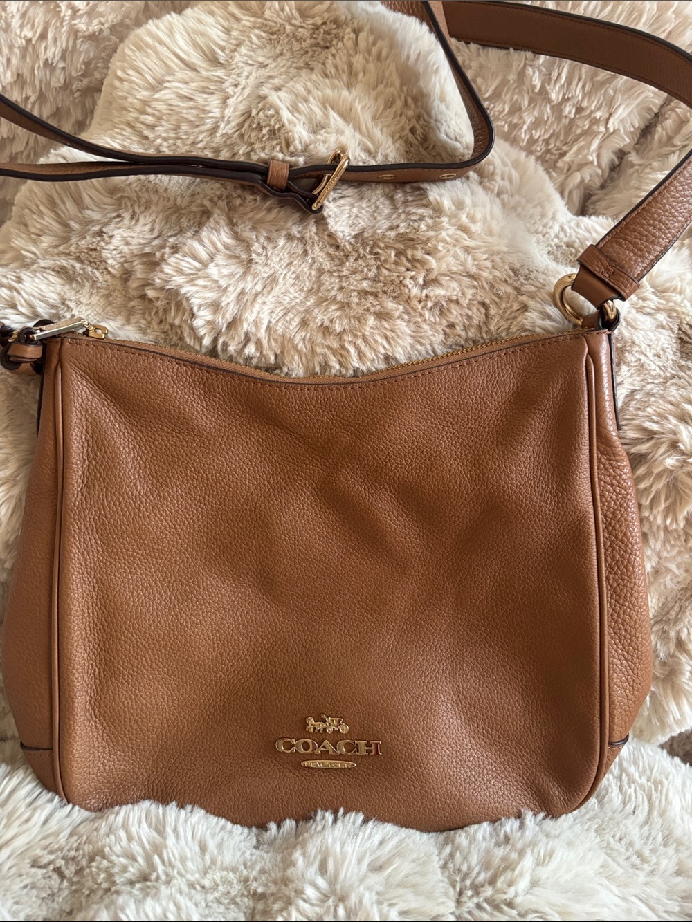 Coach Pebbled Leather Shoulder Bag in Tan